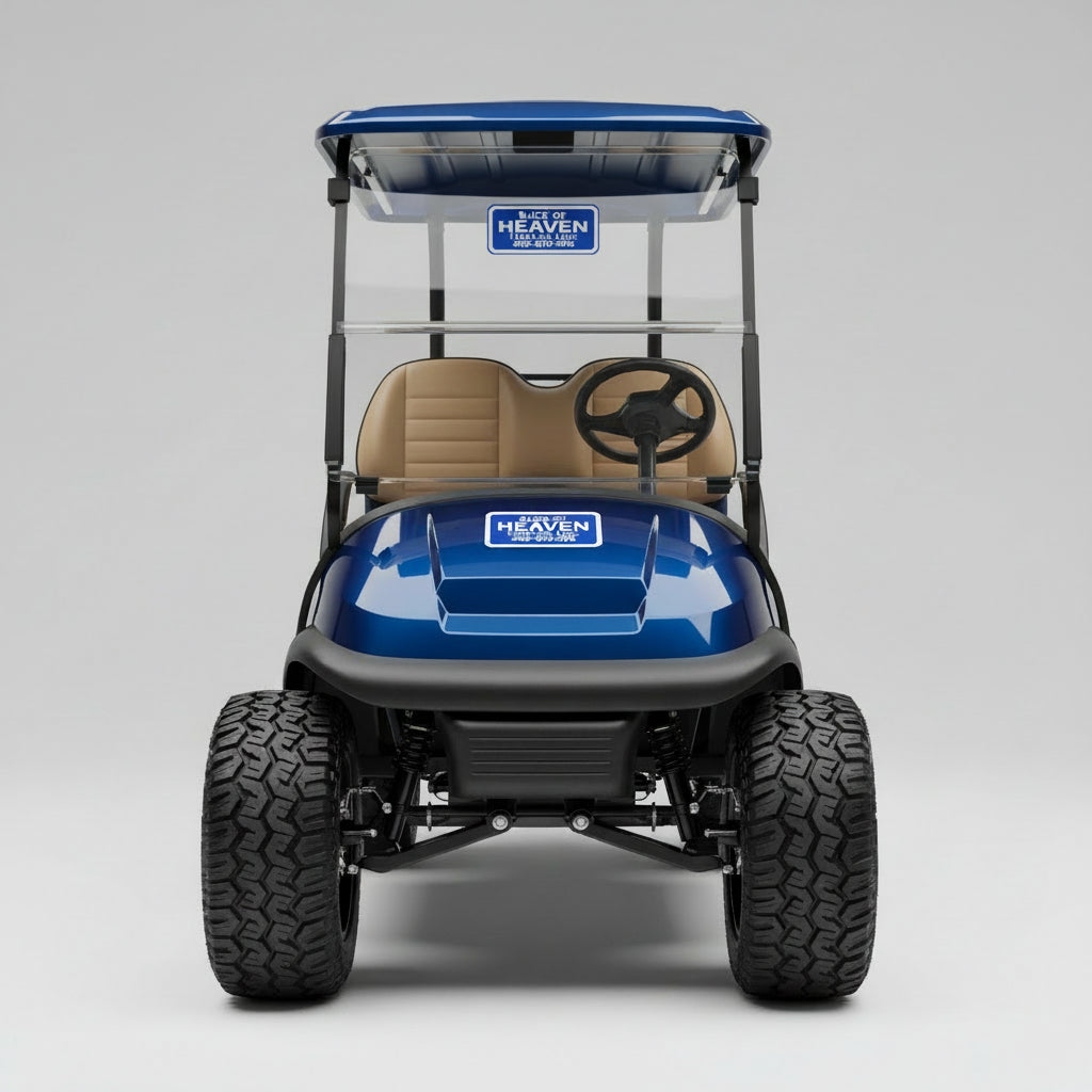 Blue sign with 'Slice of Heaven Limited, LLC' text on a white background